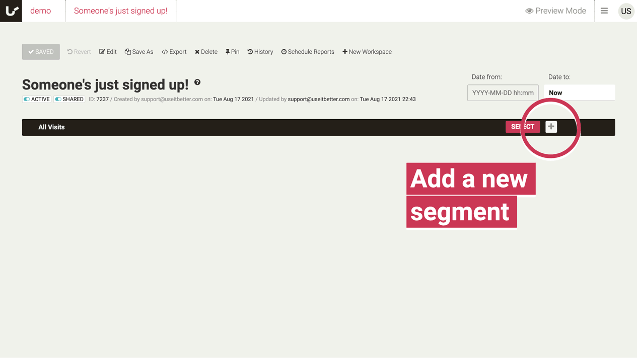 Create a new segment based on URL