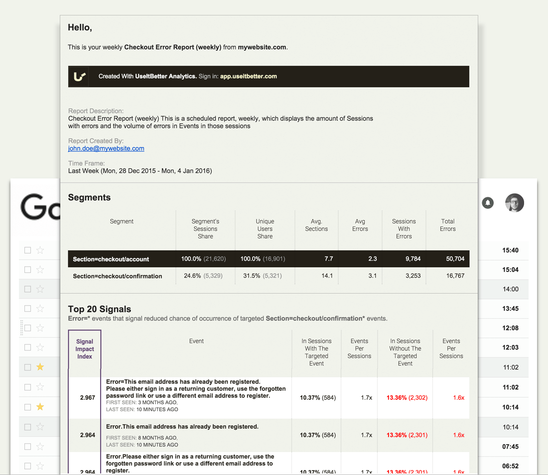 Scheduling email reports to share data