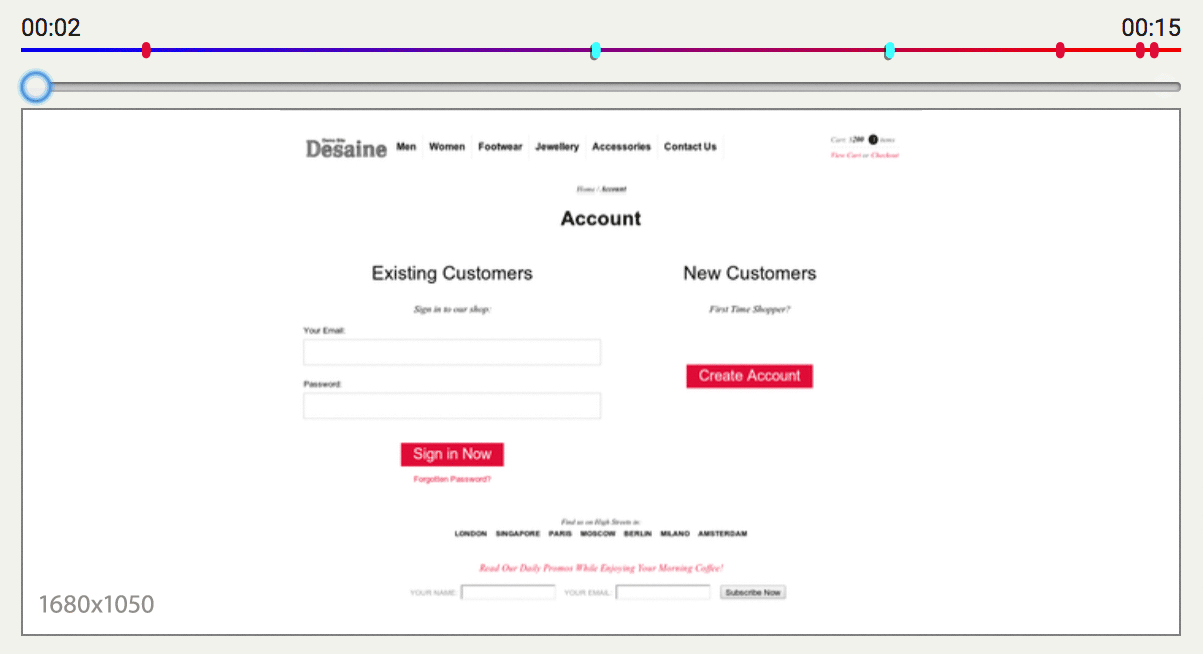 Visit Preview of clicks and mouse trace of an individual visitor